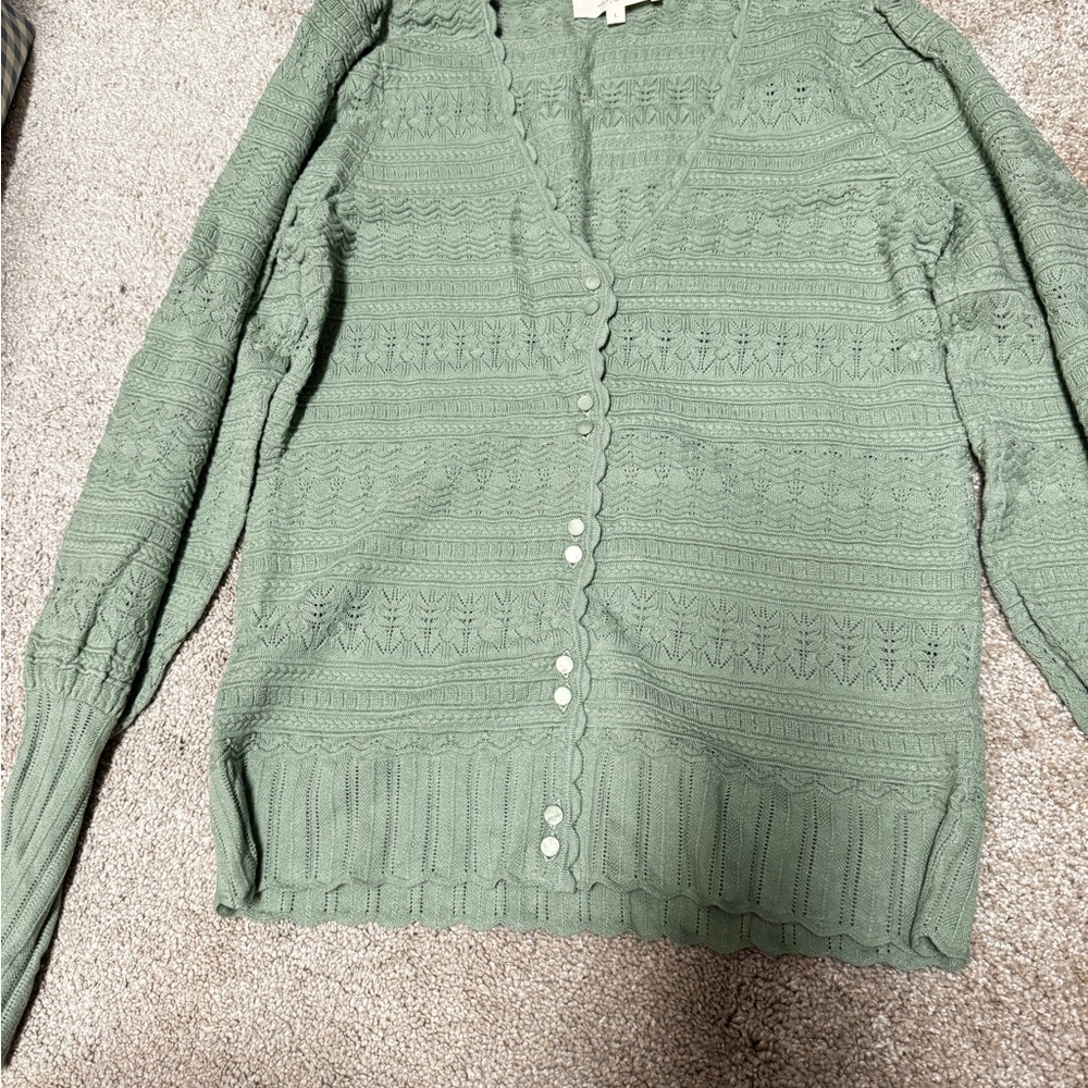 Sezane Sage Green Knit Cardigan